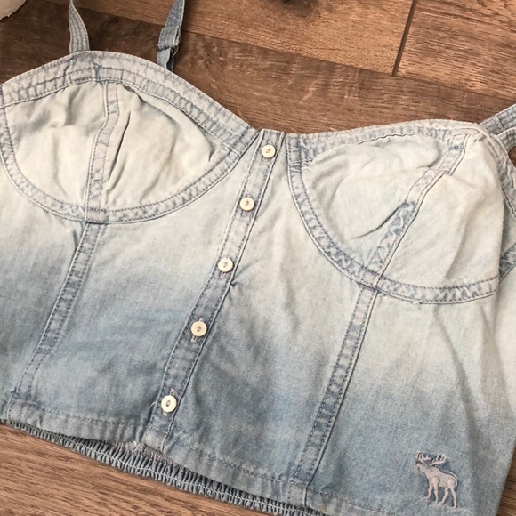 ABERCROMBIE DENIM CROP TOP MEDIUM - Picture 2 of 4